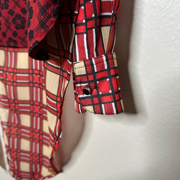 Scotch & Soda Les Filles Tartan Plaid Button Front Tie Blouse Women’s Large - Picture 9 of 9